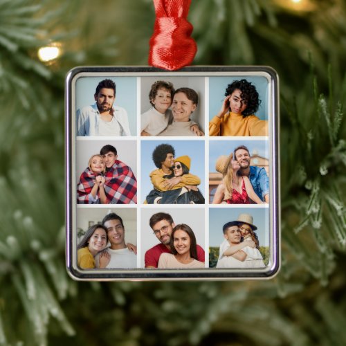 Create Your Own 9 Photo Collage Metal Ornament