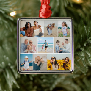 Create Your Own 9 Photo Collage Metal Ornament