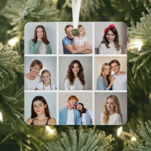Create Your Own 9 Photo Collage Metal Ornament
