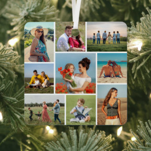Create Your Own 9 Photo Collage Metal Ornament