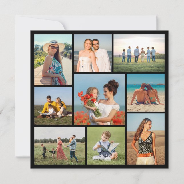 Create Your Own 9 Photo Collage Note Card (Front)