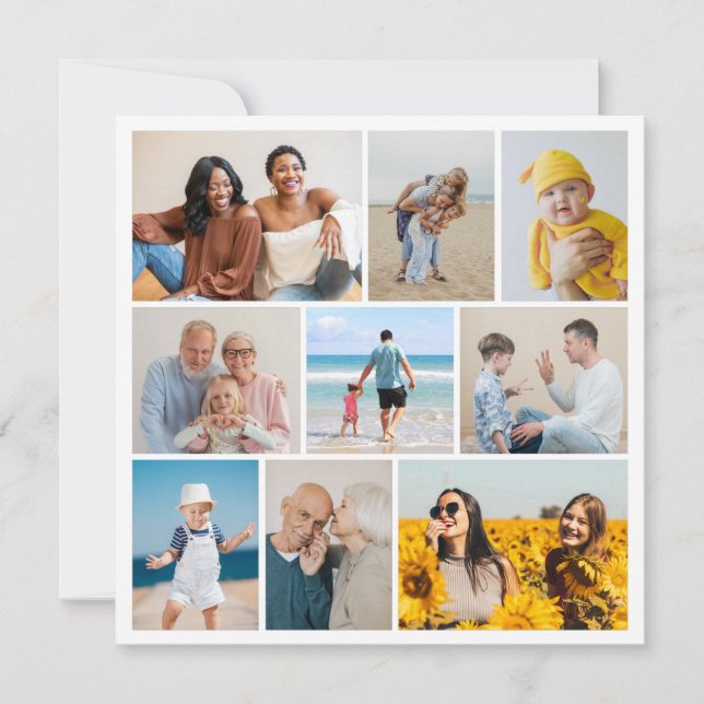 Create Your Own 9 Photo Collage Note Card (Front)