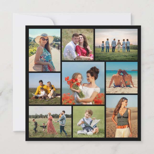Create Your Own 9 Photo Collage Note Card (Front)