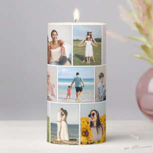 Create Your Own 9 Photo Collage Pillar Candle