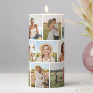 Create Your Own 9 Photo Collage Pillar Candle