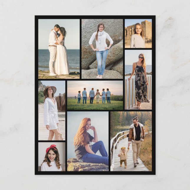 Create Your Own 9 Photo Collage Postcard (Front)