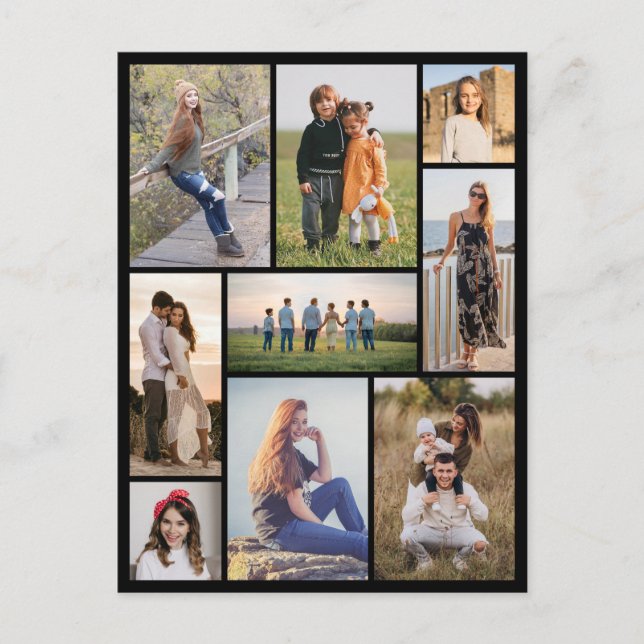 Create Your Own 9 Photo Collage Postcard (Front)