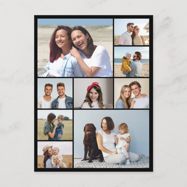 Create Your Own 9 Photo Collage Postcard (Front)