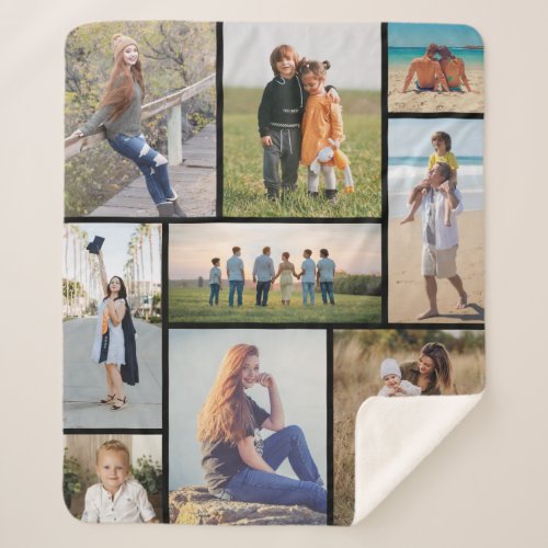 Create Your Own 9 Photo Collage Sherpa Blanket