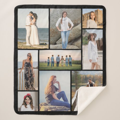 Create Your Own 9 Photo Collage Sherpa Blanket