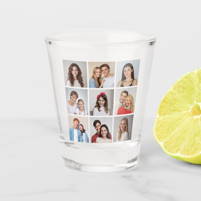 Create Your Own 9 Photo Collage Shot Glass (Front)