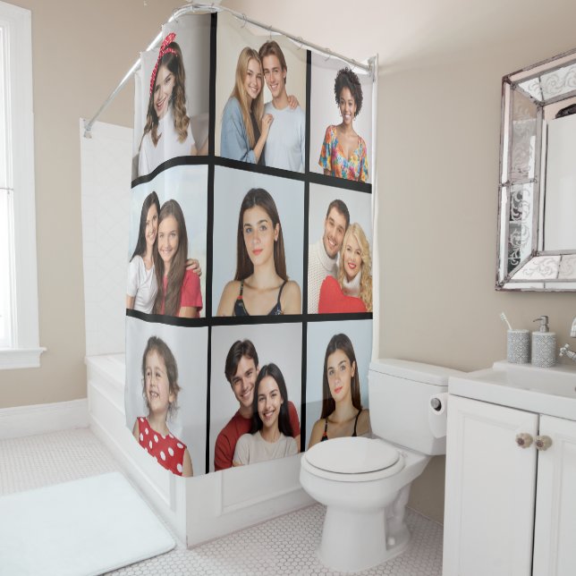 Create Your Own 9 Photo Collage Shower Curtain (In Situ)