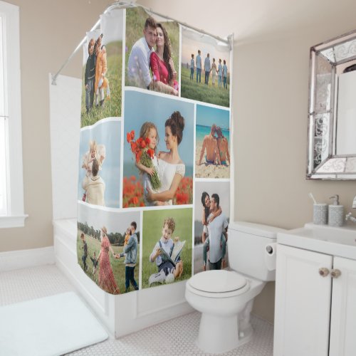 Create Your Own 9 Photo Collage Shower Curtain