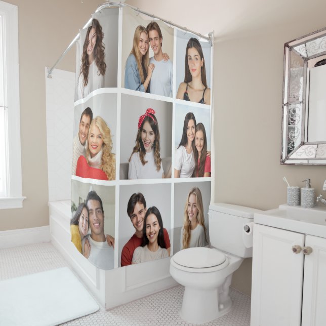 Create Your Own 9 Photo Collage Shower Curtain (In Situ)