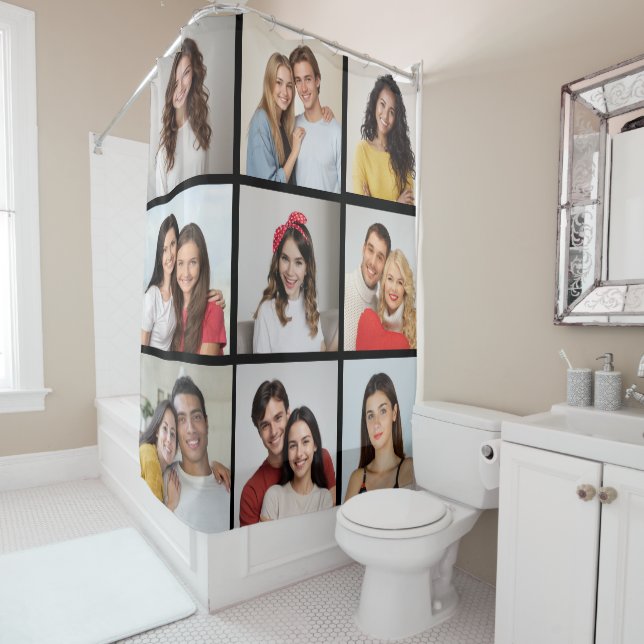 Create Your Own 9 Photo Collage Shower Curtain (In Situ)