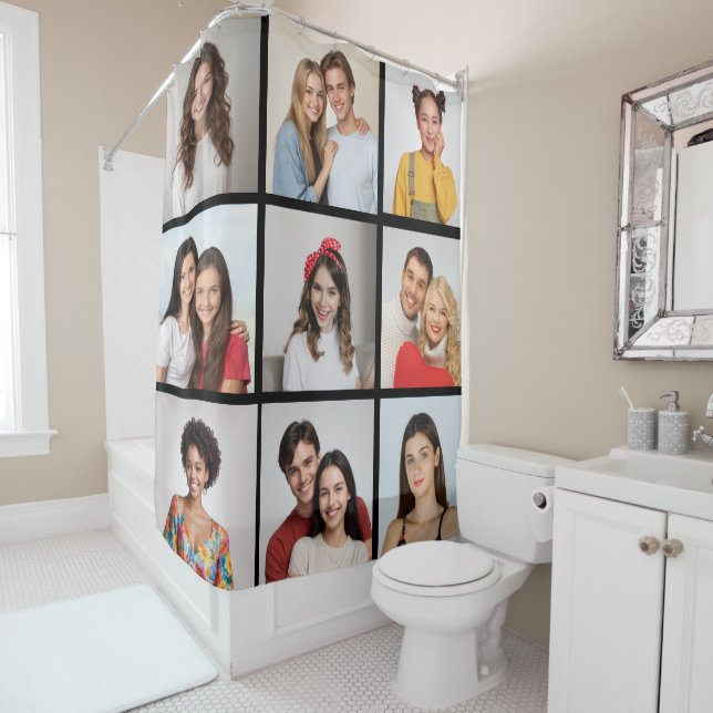 Create Your Own 9 Photo Collage Shower Curtain (In Situ)