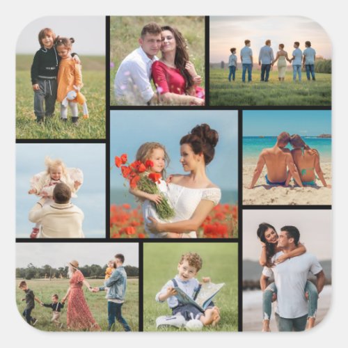 Create Your Own 9 Photo Collage Square Sticker