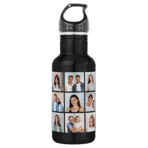 Create Your Own 9 Photo Collage Stainless Steel Water Bottle