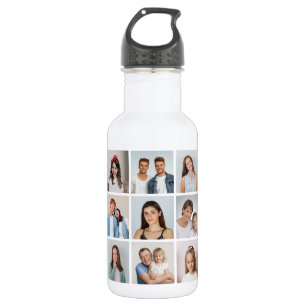 Create Your Own 9 Photo Collage Stainless Steel Water Bottle