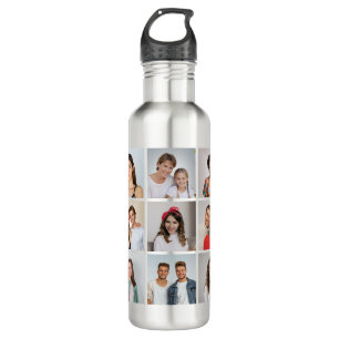 Create Your Own 9 Photo Collage Stainless Steel Water Bottle