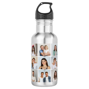 Create Your Own 9 Photo Collage Stainless Steel Water Bottle
