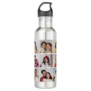 Create Your Own 9 Photo Collage Stainless Steel Water Bottle