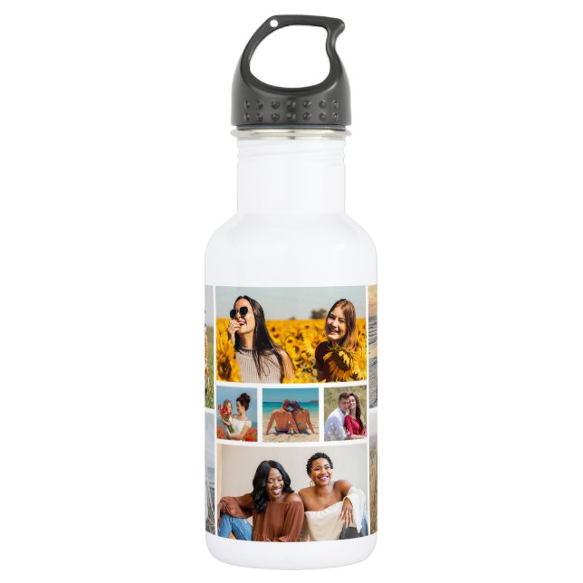 Create Your Own 9 Photo Collage Stainless Steel Water Bottle (Front)