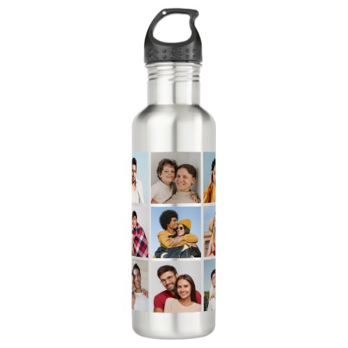 Create Your Own 9 Photo Collage Stainless Steel Water Bottle