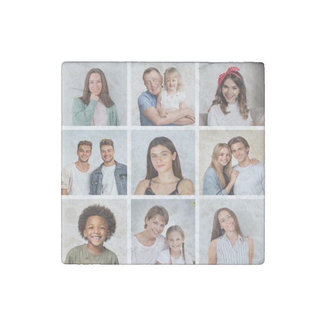 Create Your Own 9 Photo Collage Stone Magnet (Front)