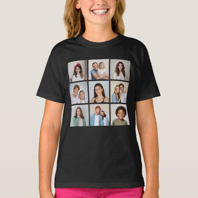 Create Your Own 9 Photo Collage T-Shirt (Front)