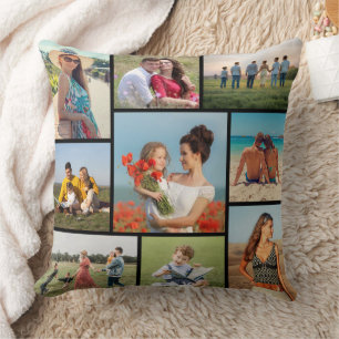 Create Your Own 9 Photo Collage Throw Pillow