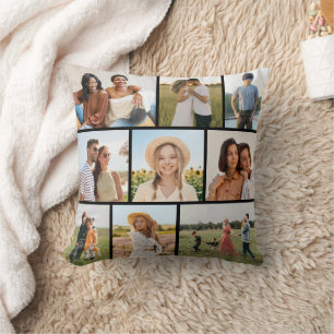 Create Your Own 9 Photo Collage Throw Pillow