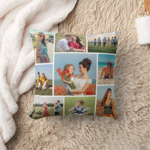 Create Your Own 9 Photo Collage Throw Pillow