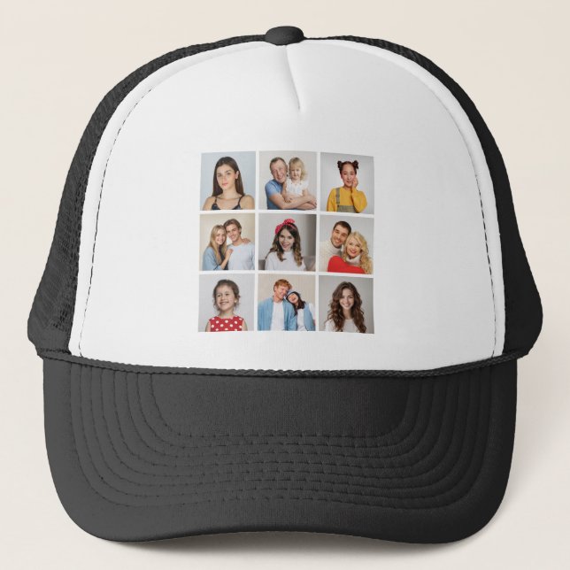 Create Your Own 9 Photo Collage Trucker Hat (Front)