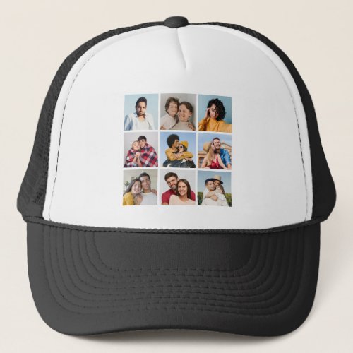 Create Your Own 9 Photo Collage Trucker Hat