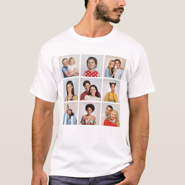 Create Your Own 9 Photo Collage Unisex T-Shirt (Front)