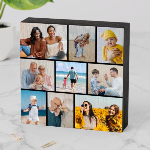 Create Your Own 9 Photo Collage Wooden Box Sign