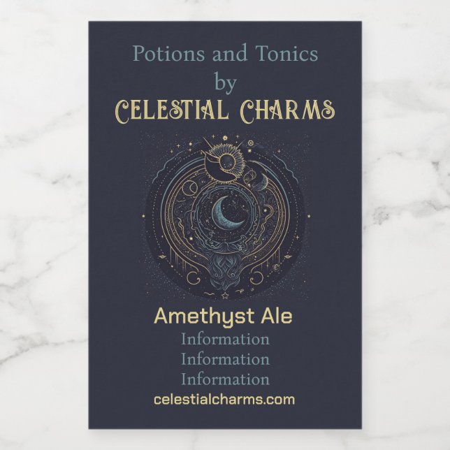 Create Your Own Abstract Celestial Moons Wine Label (Single Label)