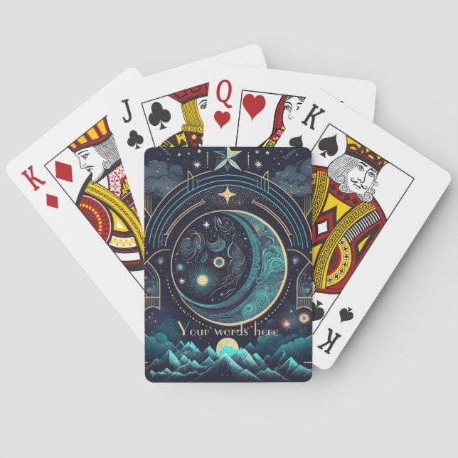 Create Your Own Abstract Celestial Moonscape Poker Cards (Back)