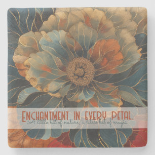 Create Your Own Abstract Gilded Terracotta Teal Stone Coaster