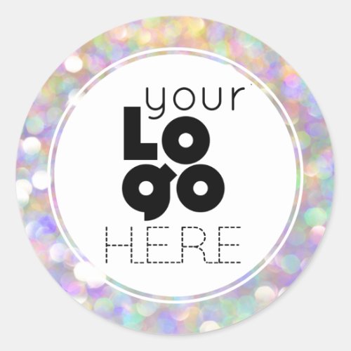 Create Your Own Abstract Opal Faux Glitter Logo Classic Round Sticker