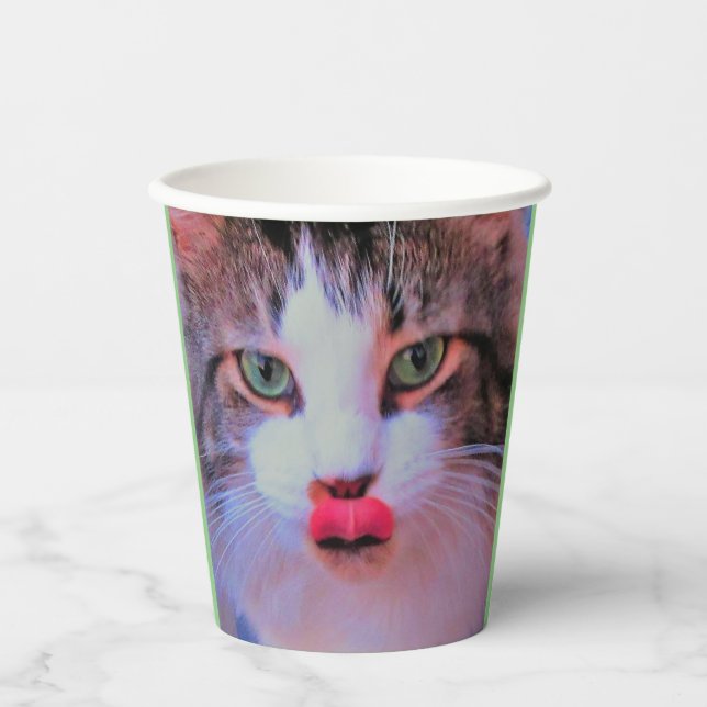 Create Your Own Add 2 Photos Custom Green Paper Cups (Front)