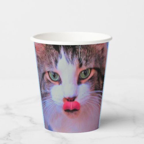 Create Your Own Add 2 Photos Custom Light Blue Paper Cups
