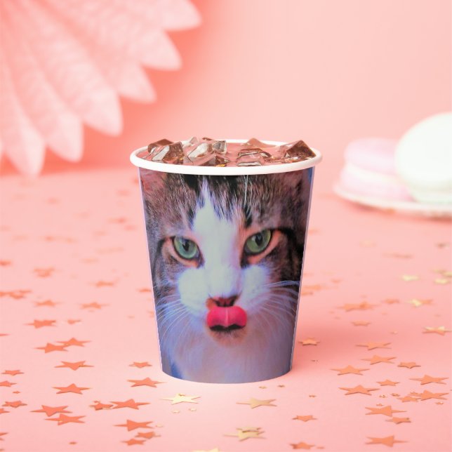 Create Your Own Add 2 Photos Custom Pink Paper Cups (Insitu)