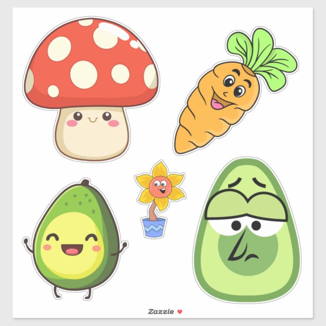 Create your own Adorable Kawaii Funny Mushroom Sticker (Sheet)