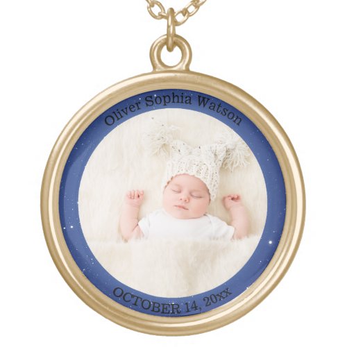 Create Your Own Adorable Newborn Baby Custom Photo Gold Plated Necklace