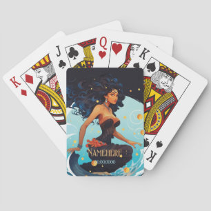Create Your Own African American Queen Aquarius Poker Cards
