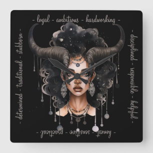Create Your Own African American Queen Capricorn Square Wall Clock