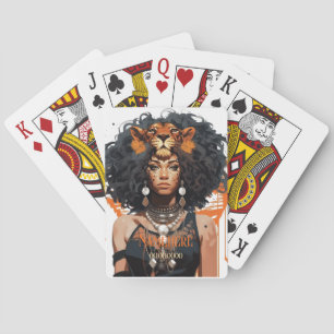 Create Your Own African American Queen Leo Poker Cards