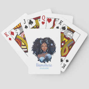 Create Your Own African American Woman Aquarius Poker Cards